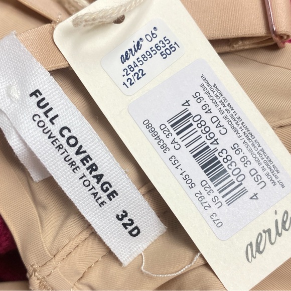 Smoothez by Aerie 32D Bra Full Coverage Sheer Mesh Unlined Underwire In Nude - Picture 4 of 6